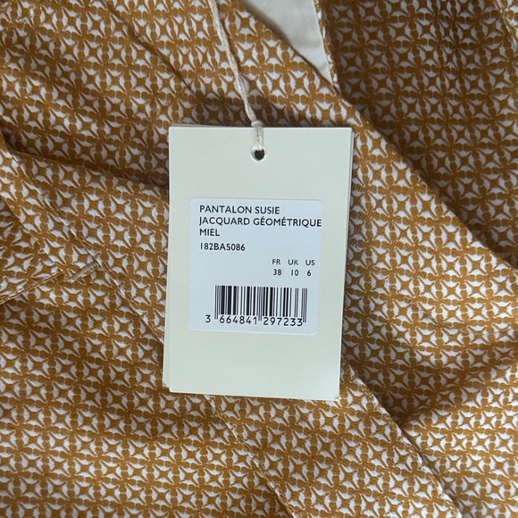 Sézane Jacquard Susie Gold Women's Pants - Picture 3 of 8